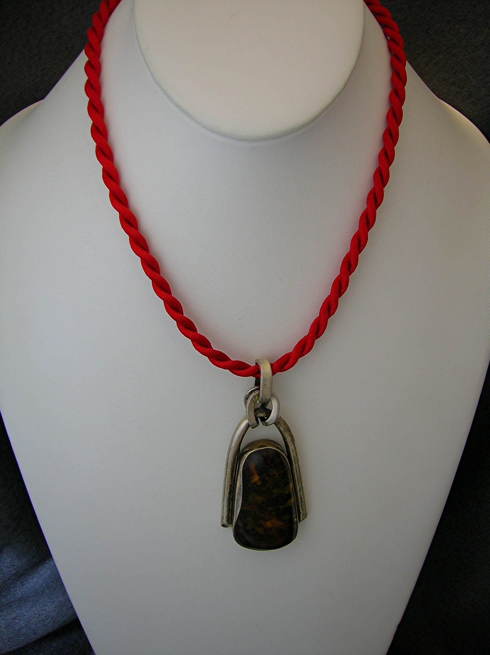 Baltic Amber Sterling Silver Large Pendant