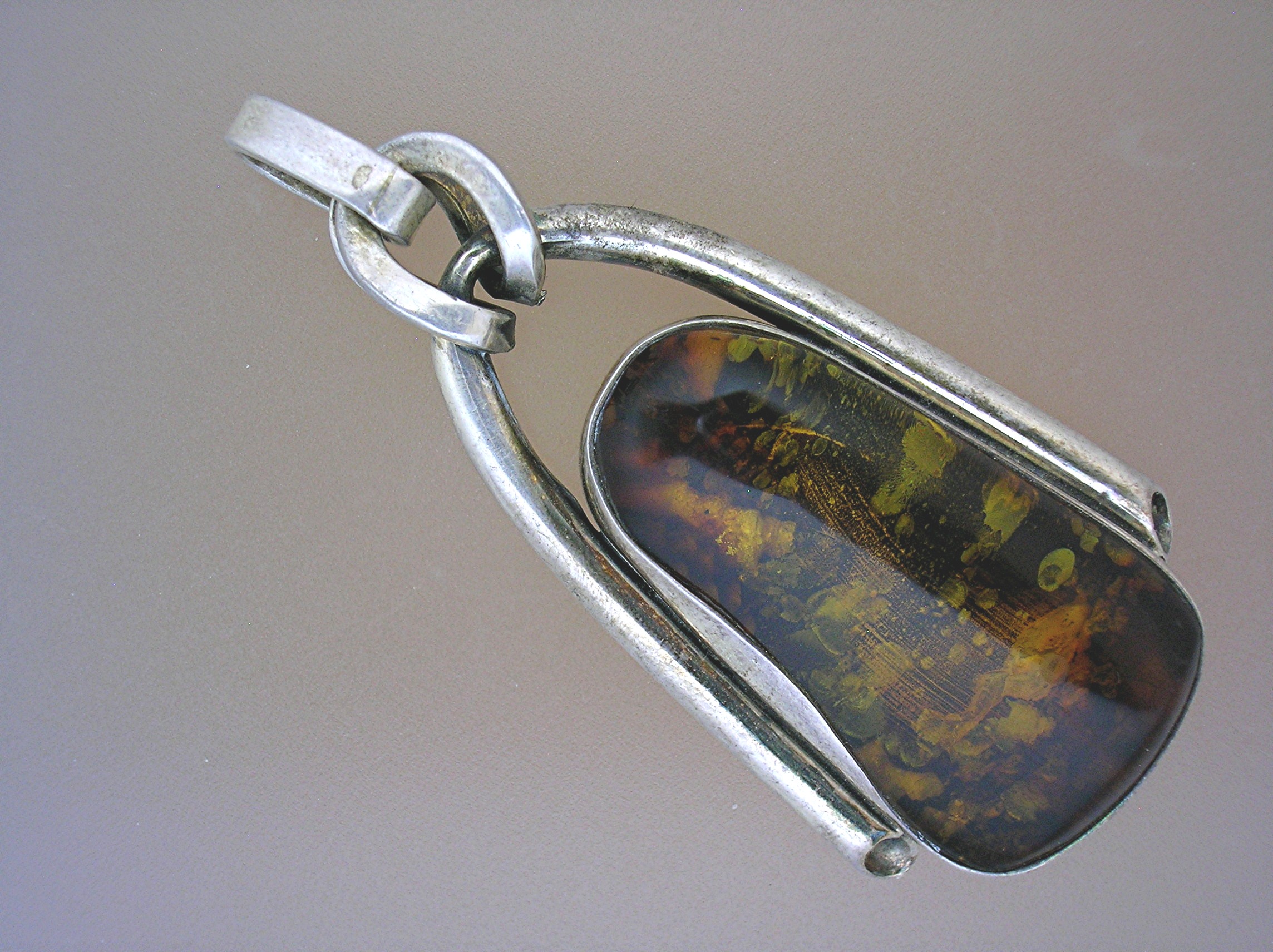 Baltic Amber Sterling Silver Large Pendant