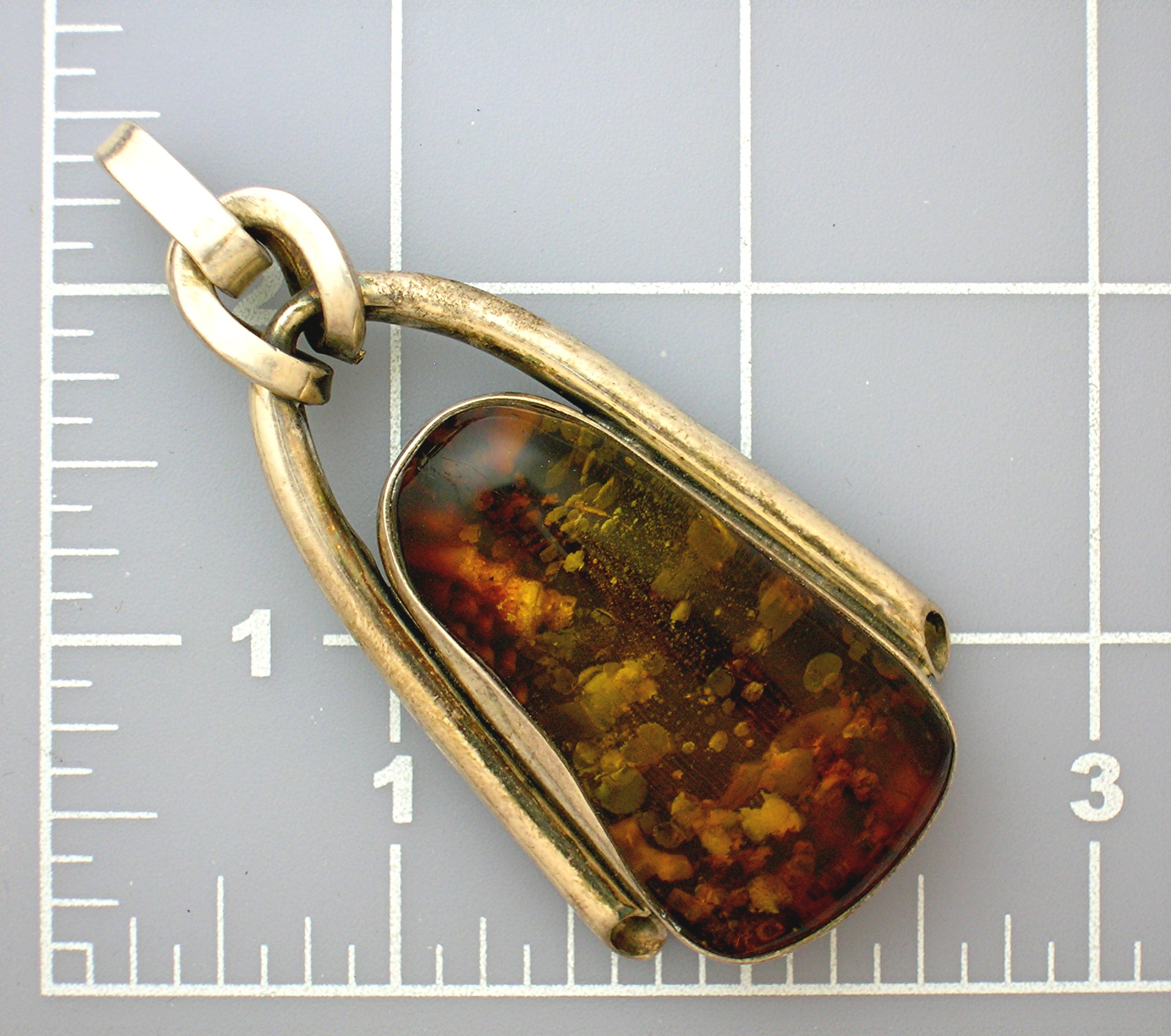 Baltic Amber Sterling Silver Large Pendant