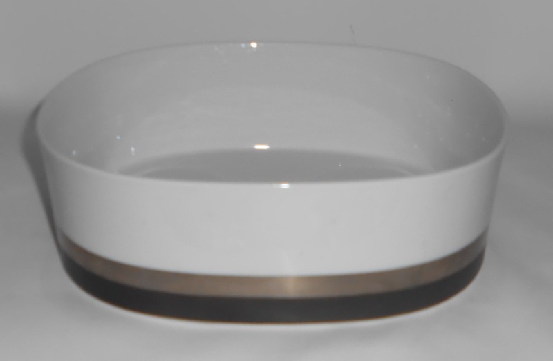 Sango Japan China Porcelain 7017 Quadrille Black Satin Vegetable Bowl