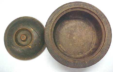 Miniature Carved Box  Round  Ornate Old