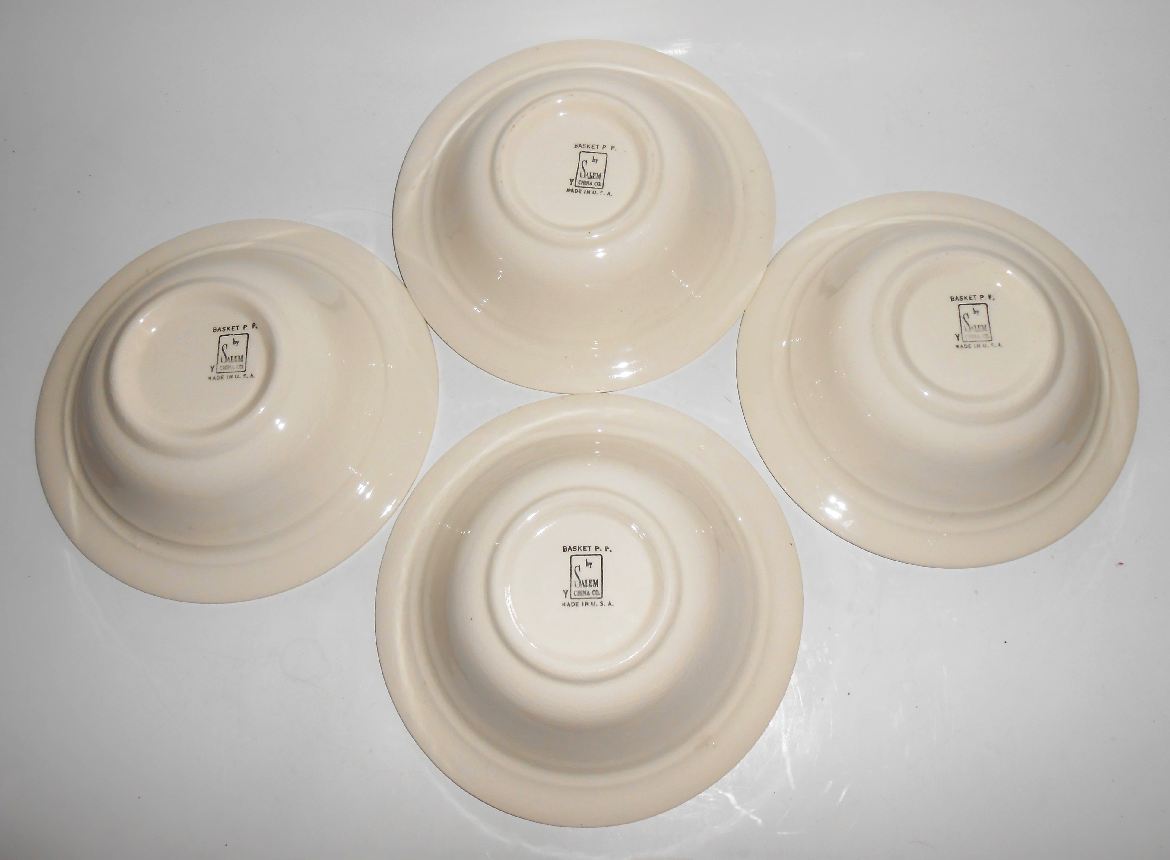 Salem China Basket Needlepoint Set/4 Cereal Bowls