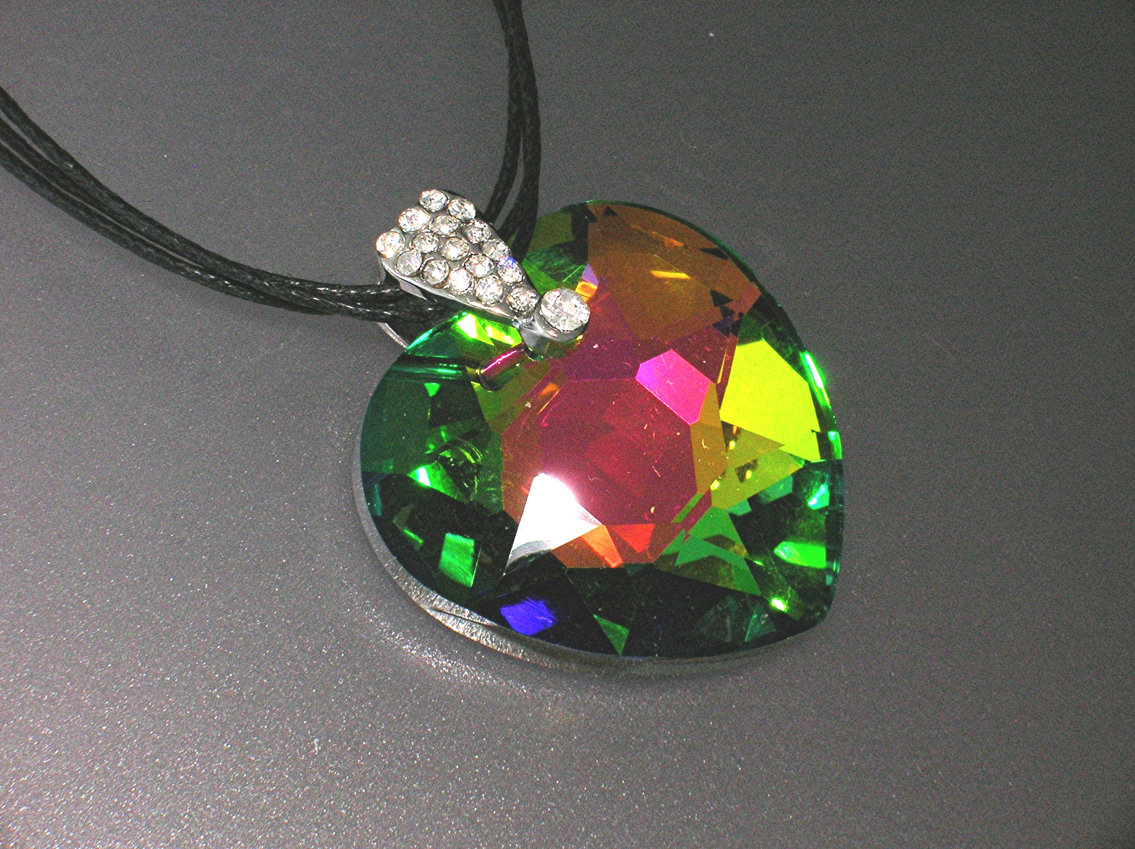 Borealis Crystal heart Pendant Cord Necklace New York