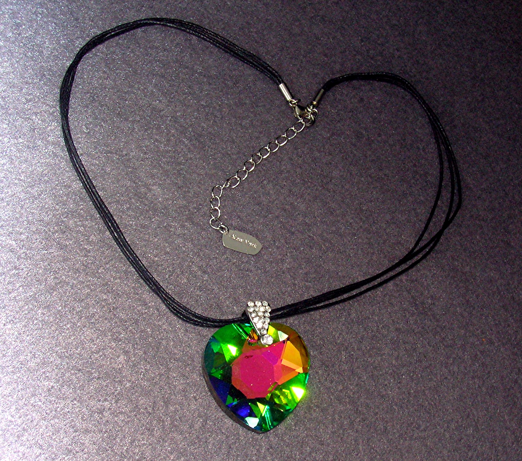 Borealis Crystal heart Pendant Cord Necklace New York