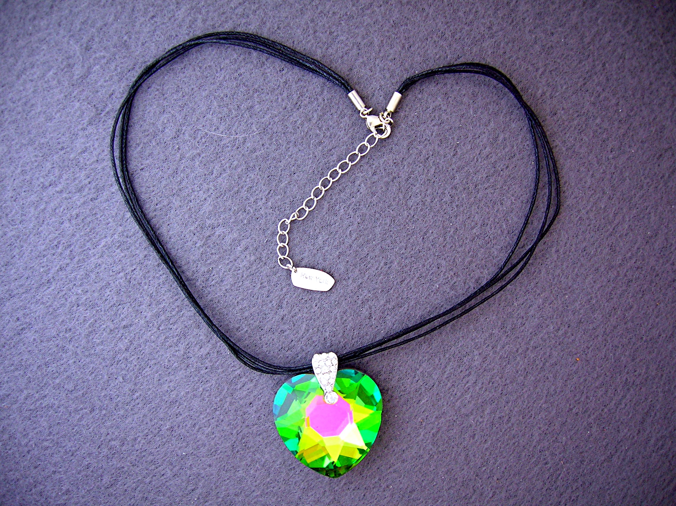 Borealis Crystal heart Pendant Cord Necklace New York