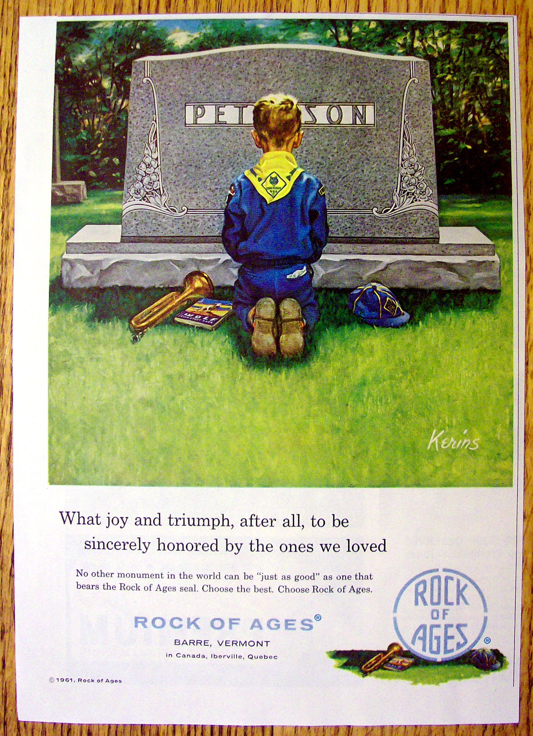 1961 Rock Of Ages w/Boy Scout Kneeling By Kerins