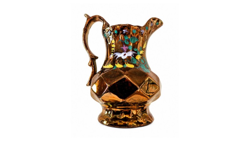 32 copper lusterware pitcher display