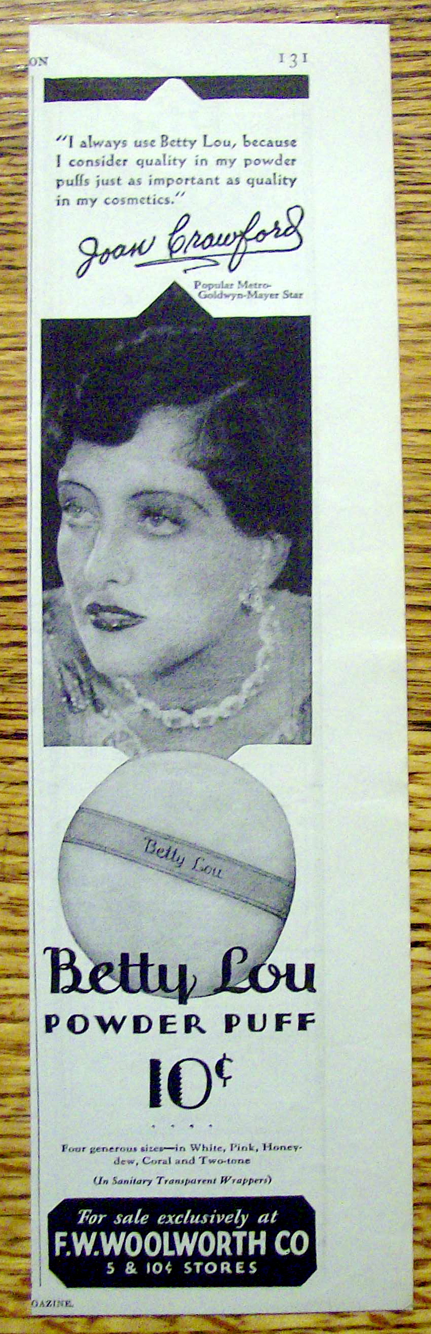 1929 Betty Lou Powder Puff with Joan Crawford
