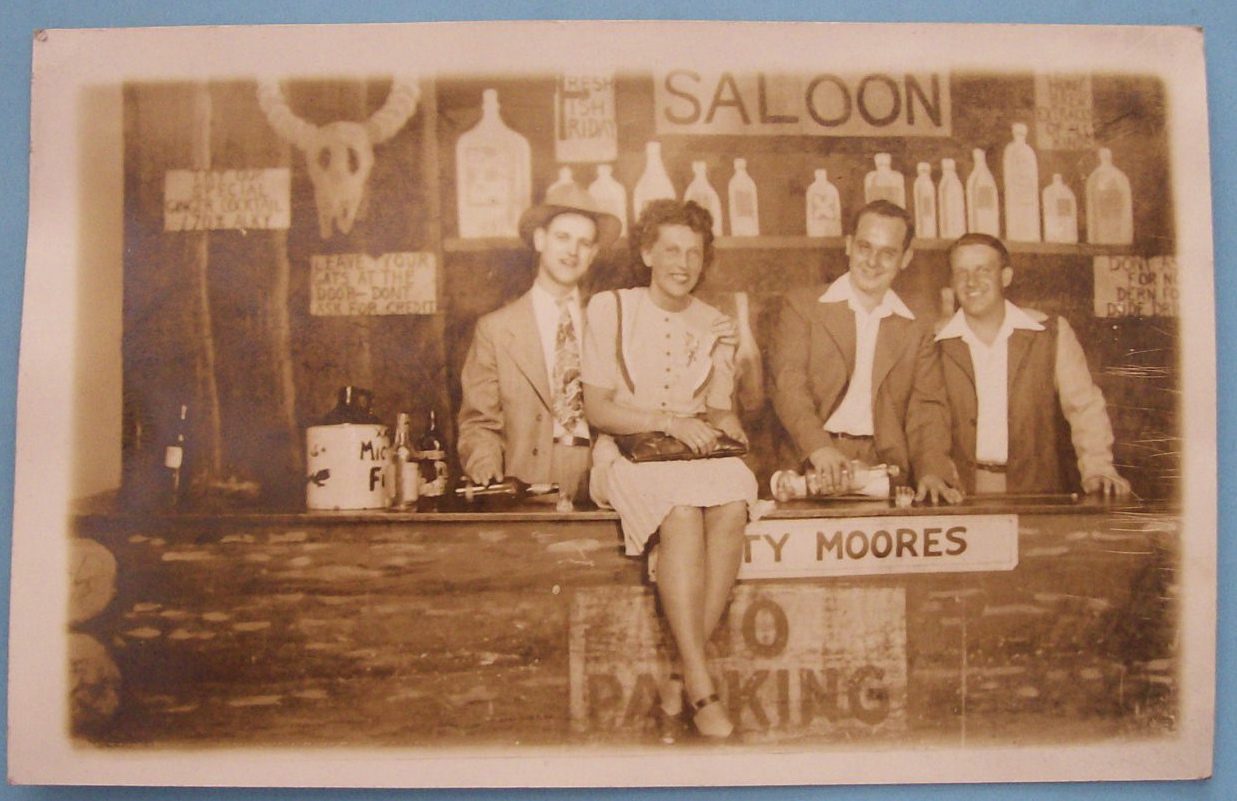 Riverview Park Pic Postcard of People in Saloon Scene