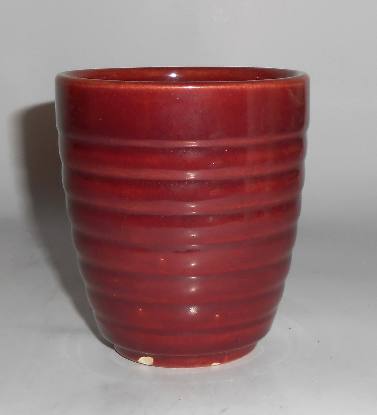 Bauer Pottery Ring Ware Burgundy Barrel Tumbler/Handle!