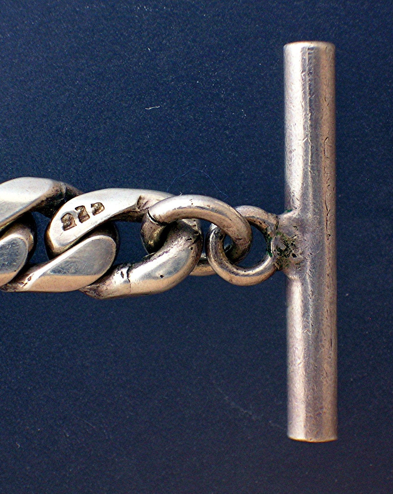 Sterling Silver Curb Link Tooggle Clasp Necklace