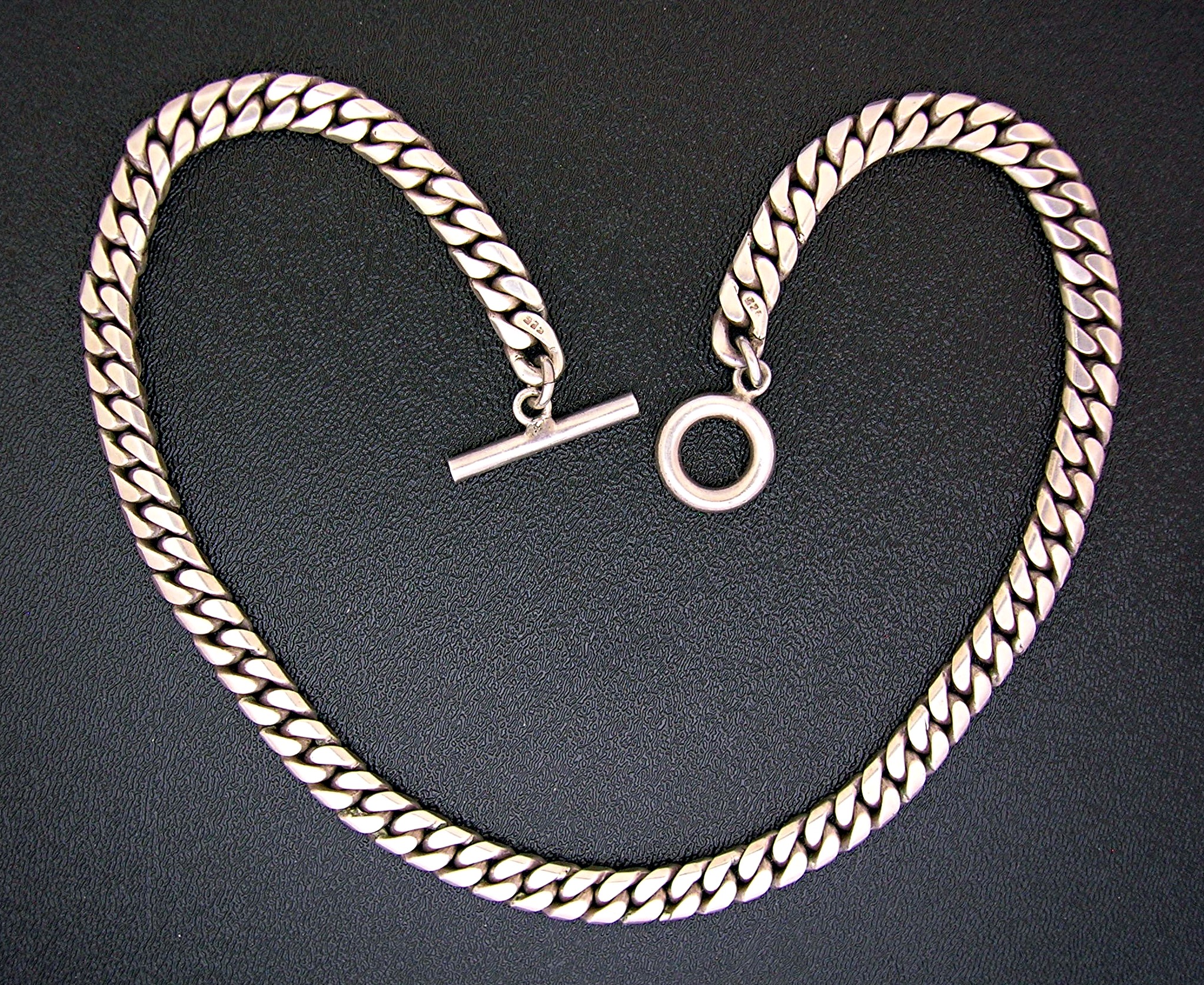 Sterling Silver Curb Link Tooggle Clasp Necklace