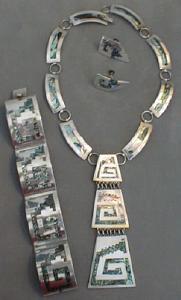 Silver MOP Necklace Bracelet & Earrings Sterling