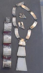 Silver MOP Necklace Bracelet & Earrings Sterling