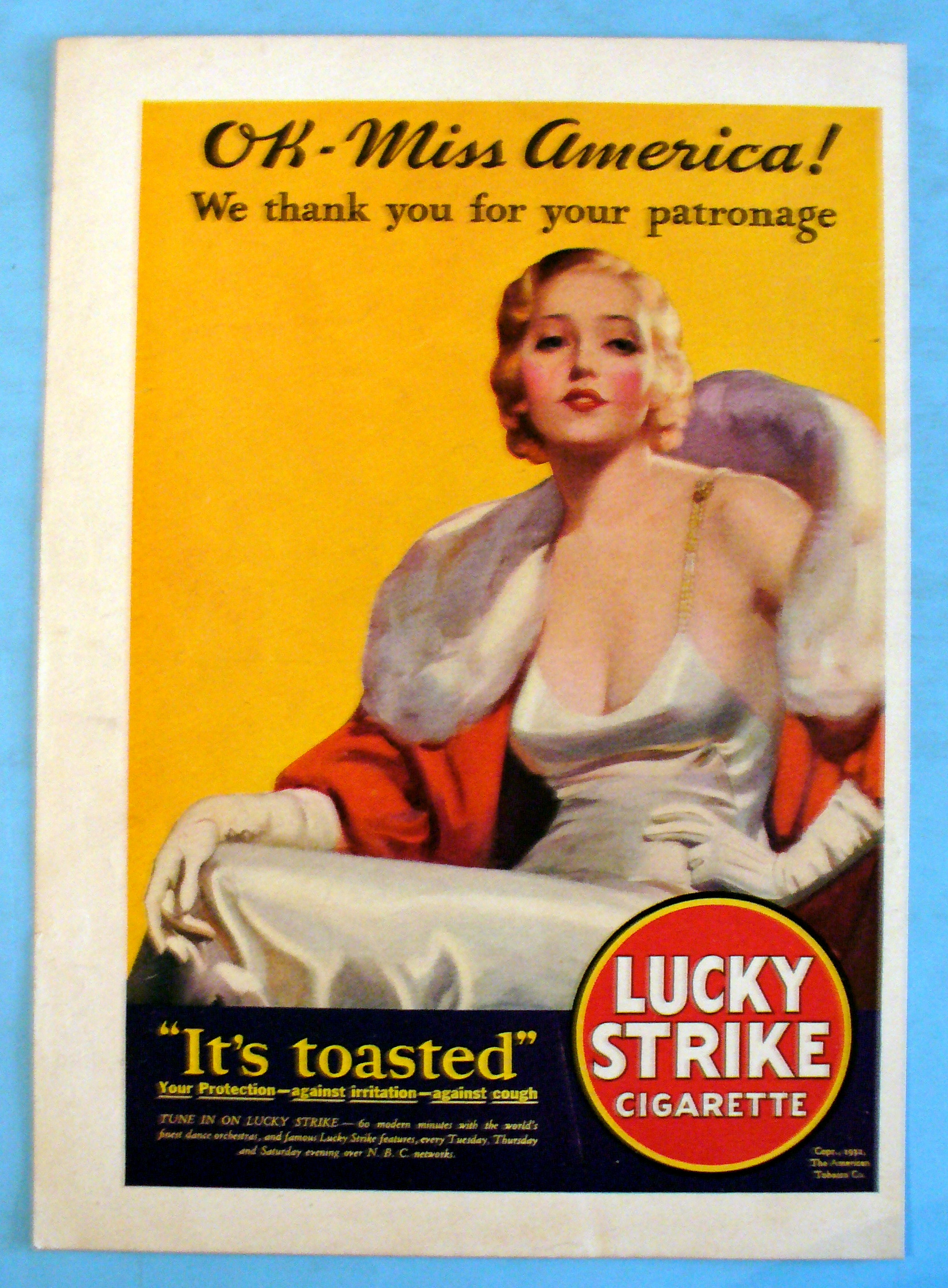 1932 Lucky Strike Cigarettes with Lovely Woman Sitting