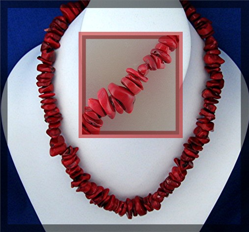 Coral  Sterling SilverToggle Clasp Necklace