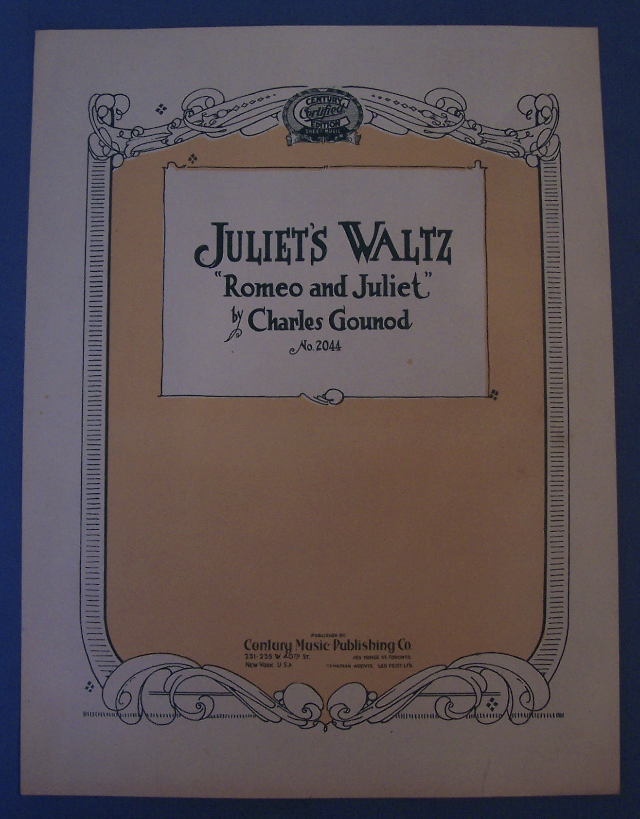 Sheet Music For 1921 Juliet's Waltz