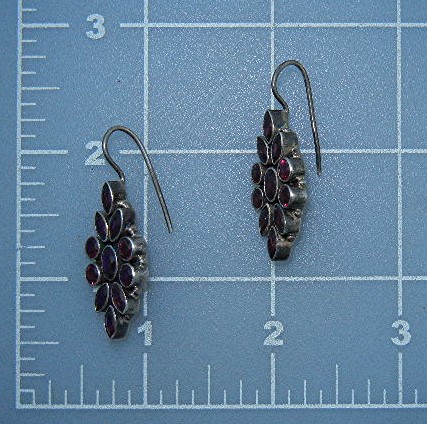 Indonesia Sterling Silver Garnet Dot Pierced Earrings