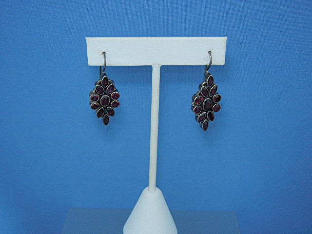 Indonesia Sterling Silver Garnet Dot Pierced Earrings