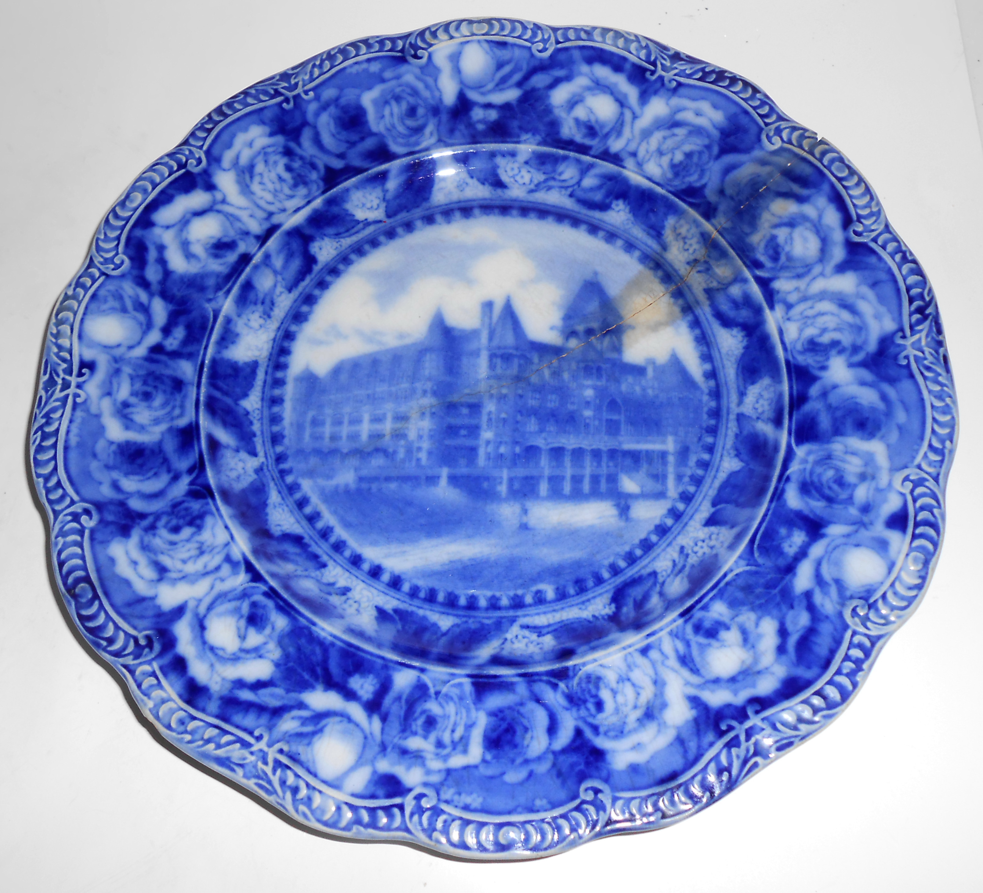 England Flow Blue China Washington Hotel Seattle Plate!