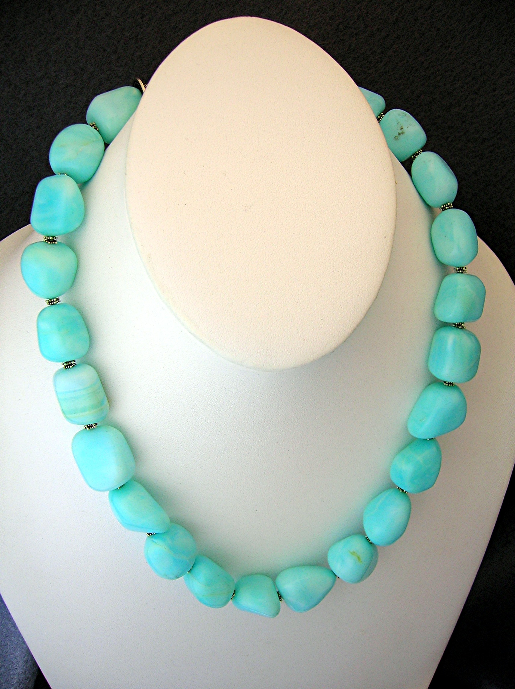Peruvian Blue Opals  Sterling Silver Toggle Necklace
