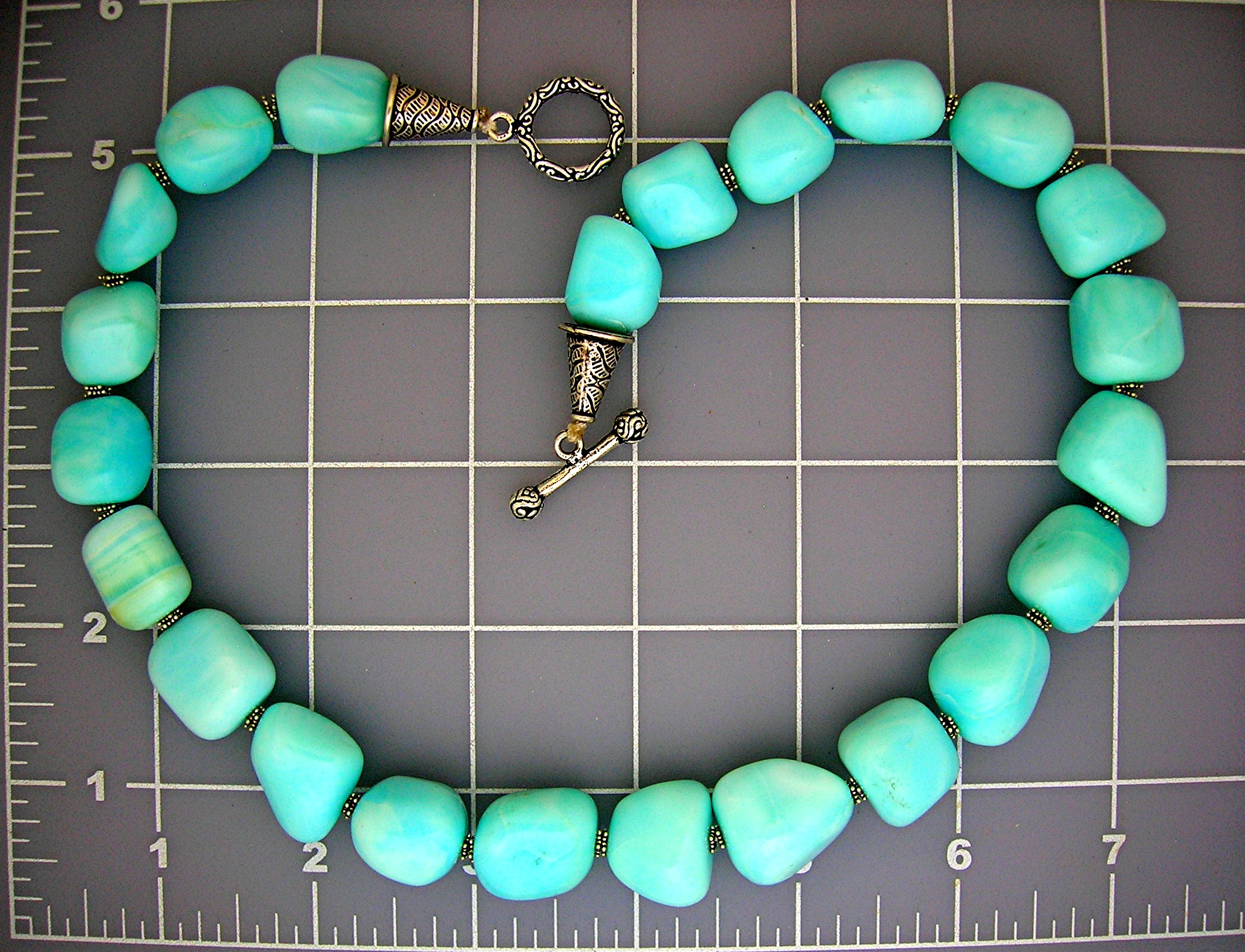 Peruvian Blue Opals  Sterling Silver Toggle Necklace