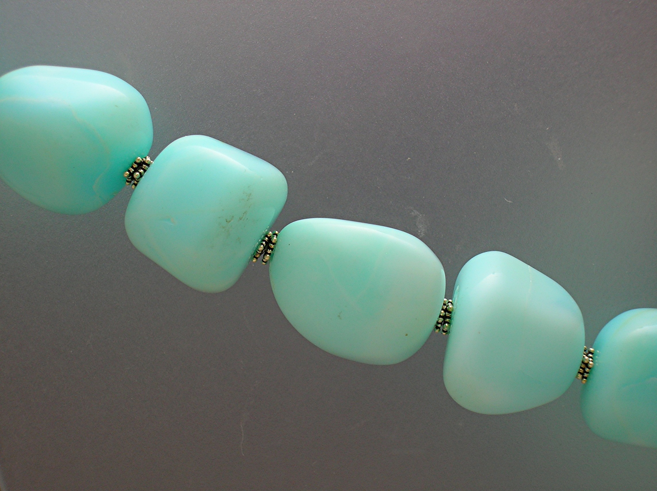 Peruvian Blue Opals  Sterling Silver Toggle Necklace