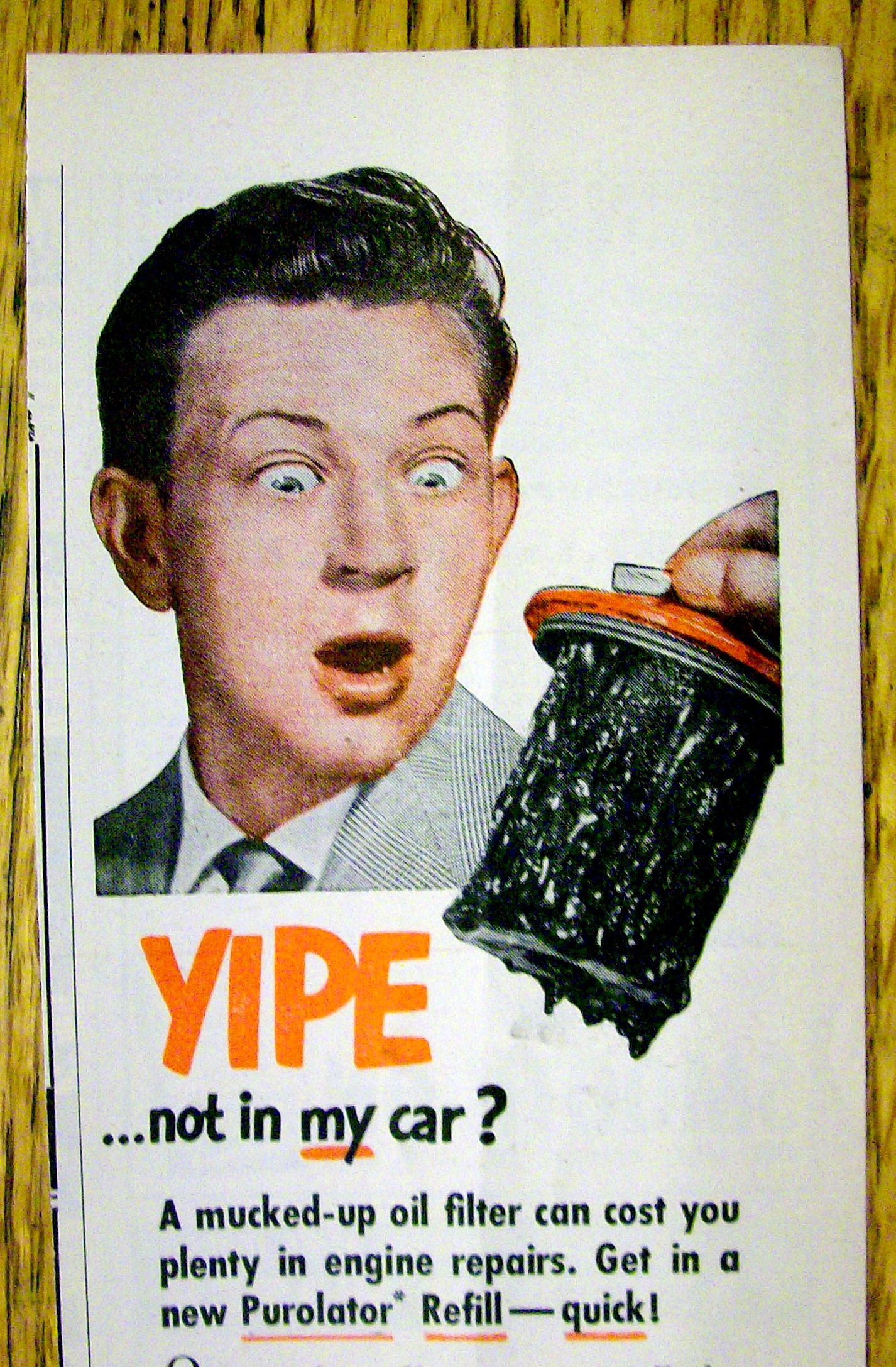 1951 Purolater Oil Filter with Donald O'Connor
