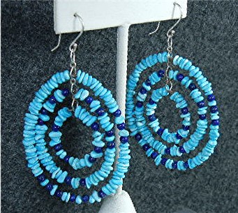 Navajo Turquoise Sterling Silver & Lapis Earrings