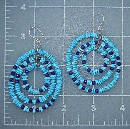 Navajo Turquoise Sterling Silver & Lapis Earrings
