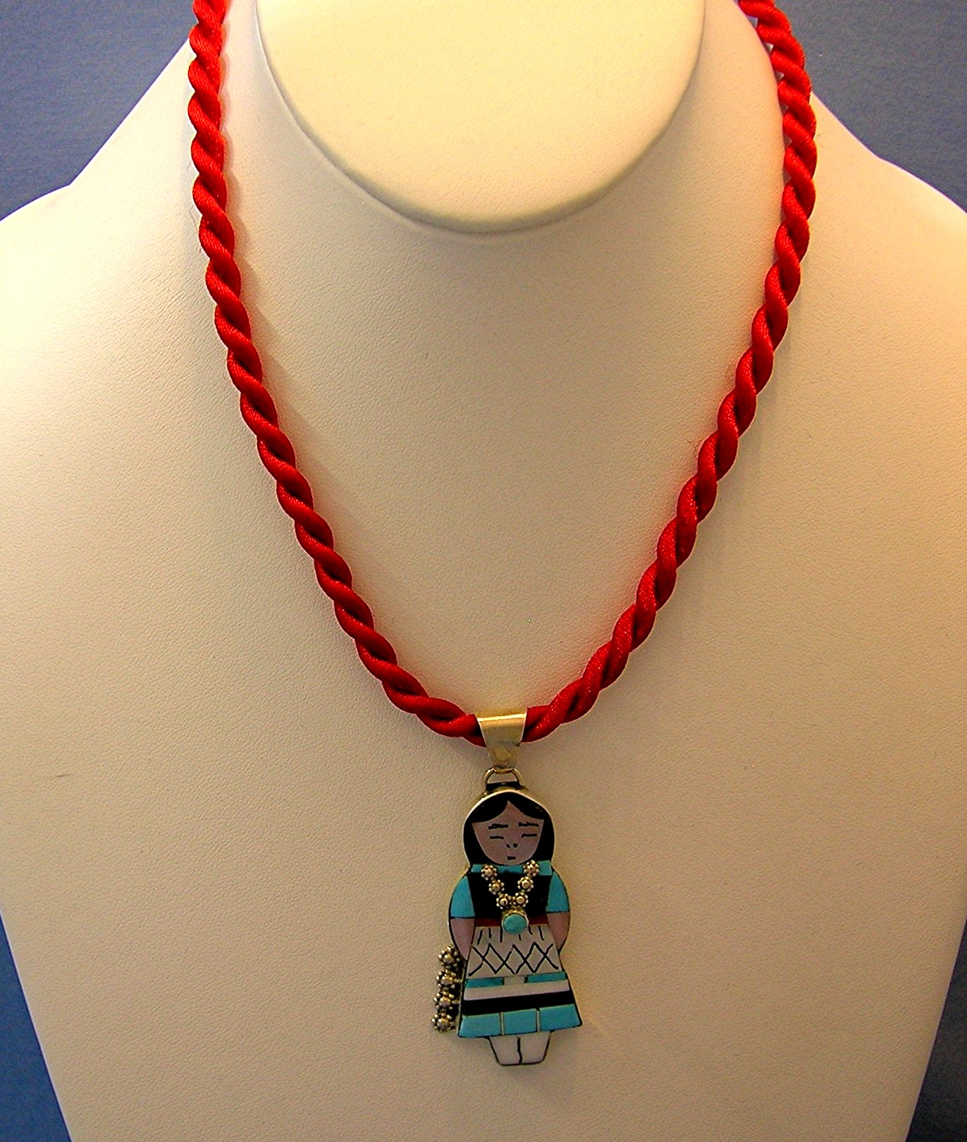 Native American Sterling Silver Zuni Turquoise Onyx Cor