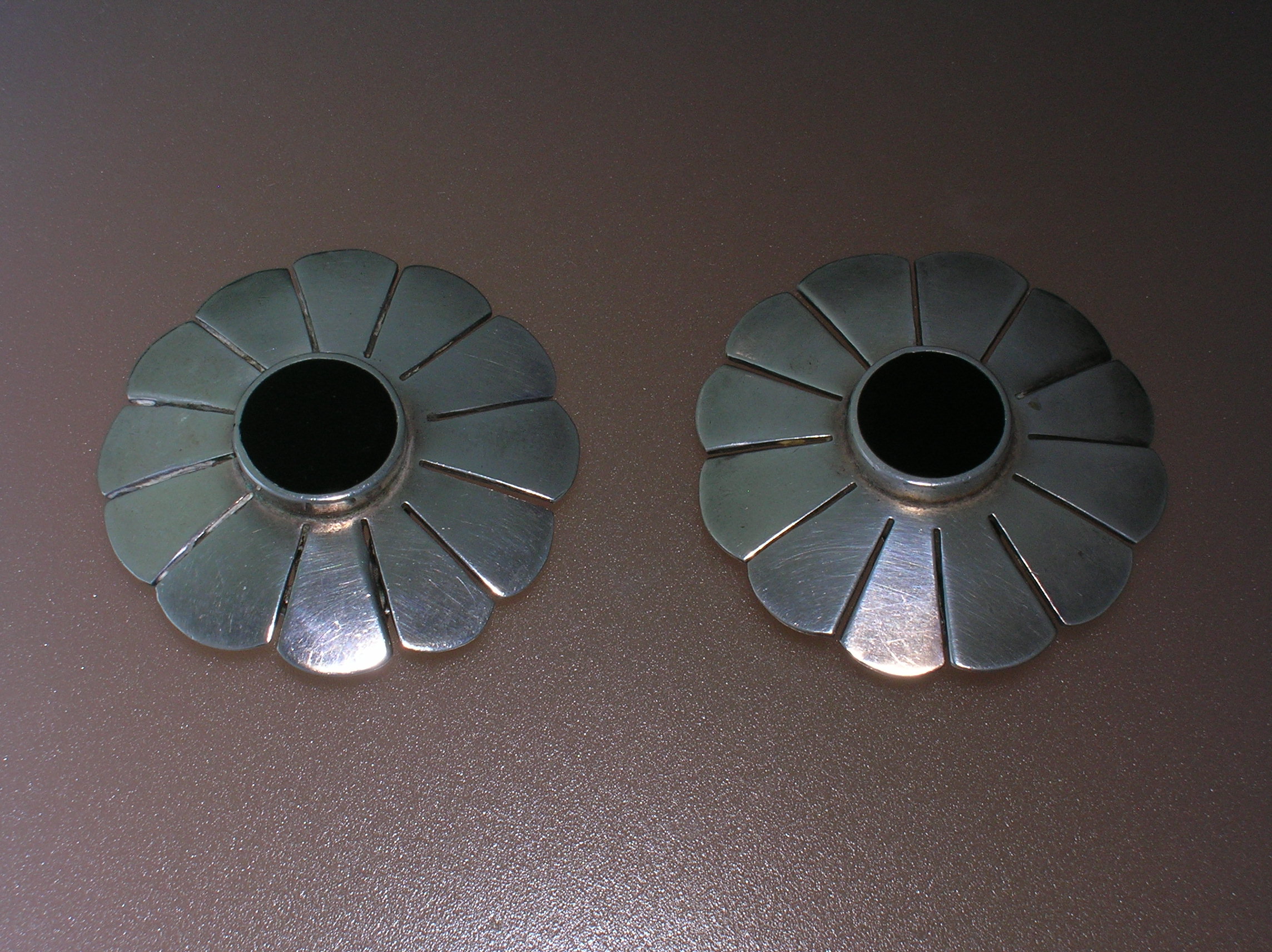 Taxco Mexico Sterling Silver Signed Onyx Clip Earrings