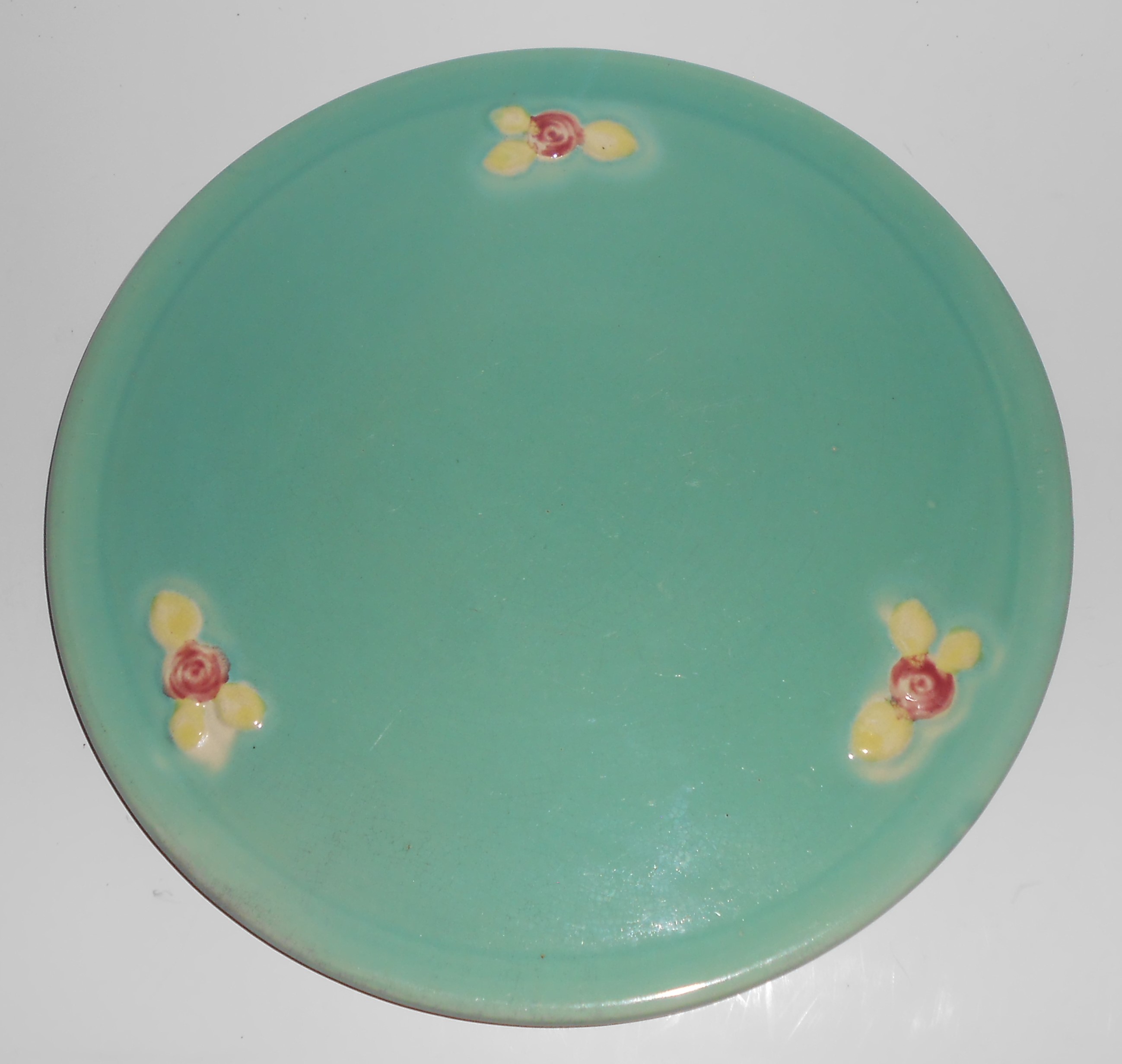 VINTAGE Coors Pottery Rosebud Early Green Cake Plate #2