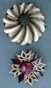 Two Beautiful Vintage Enamel Floral Pins