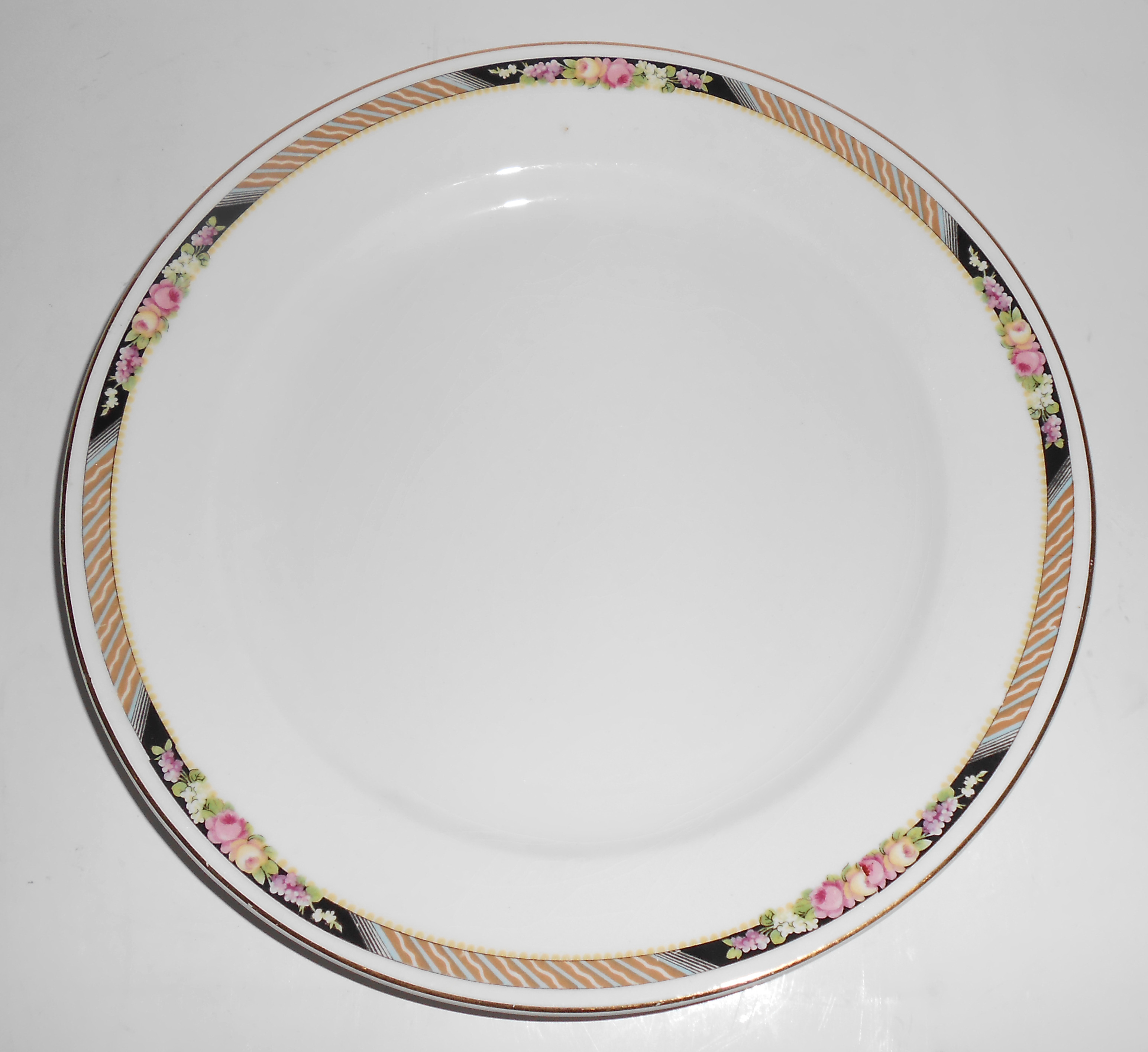 Carrolton China Floral w/Stripes Plate