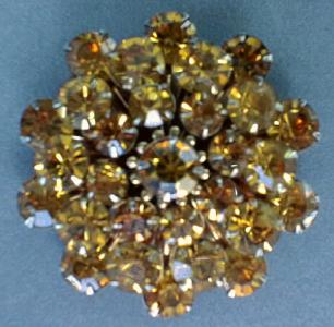Lg Golden Rhinestone Brooch & Earrings Set