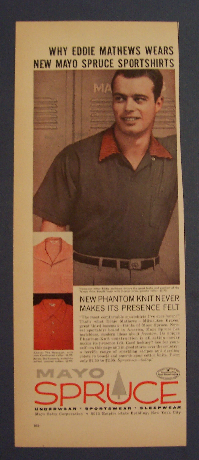 1955 Mayo Spruce Sportshirts with Eddie Mathews