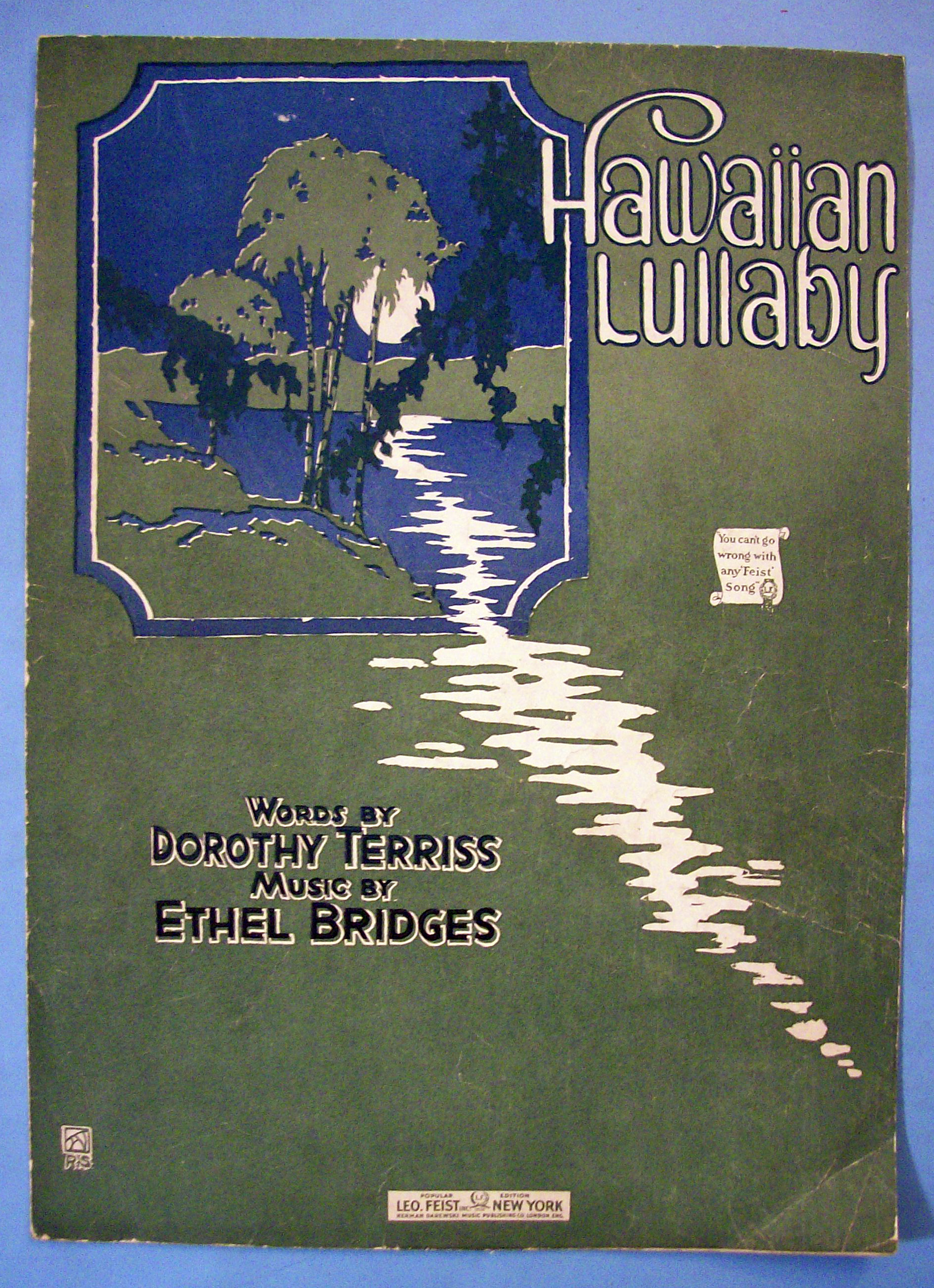 Sheet Music For 1919 Hawaiian Lullaby