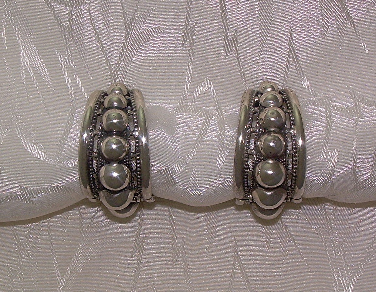 Sterling Silver Balls Clamper Earrings  Mexico Signed