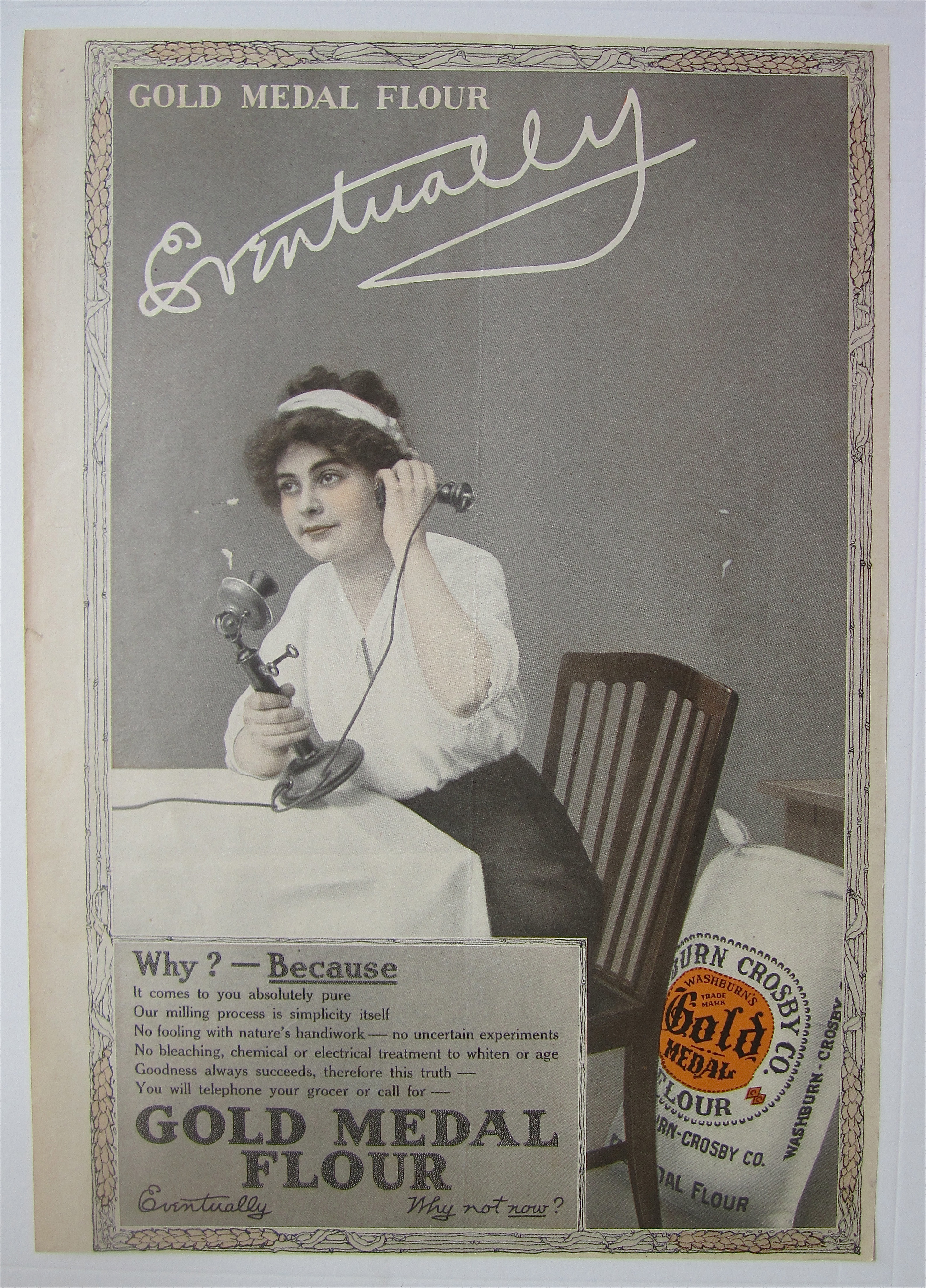 1914 Gold Medal Flour with Woman Talking On Telephone