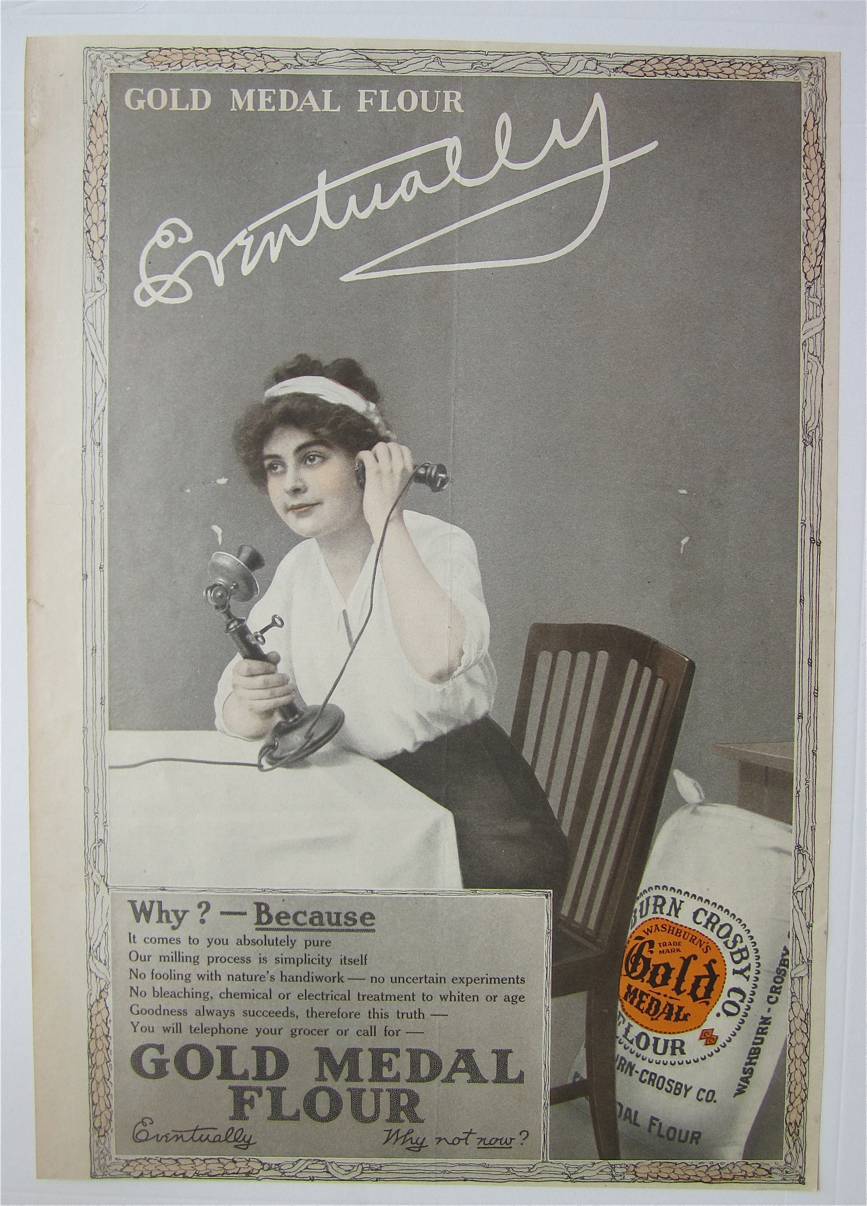 1914 Gold Medal Flour with Woman Talking On Telephone