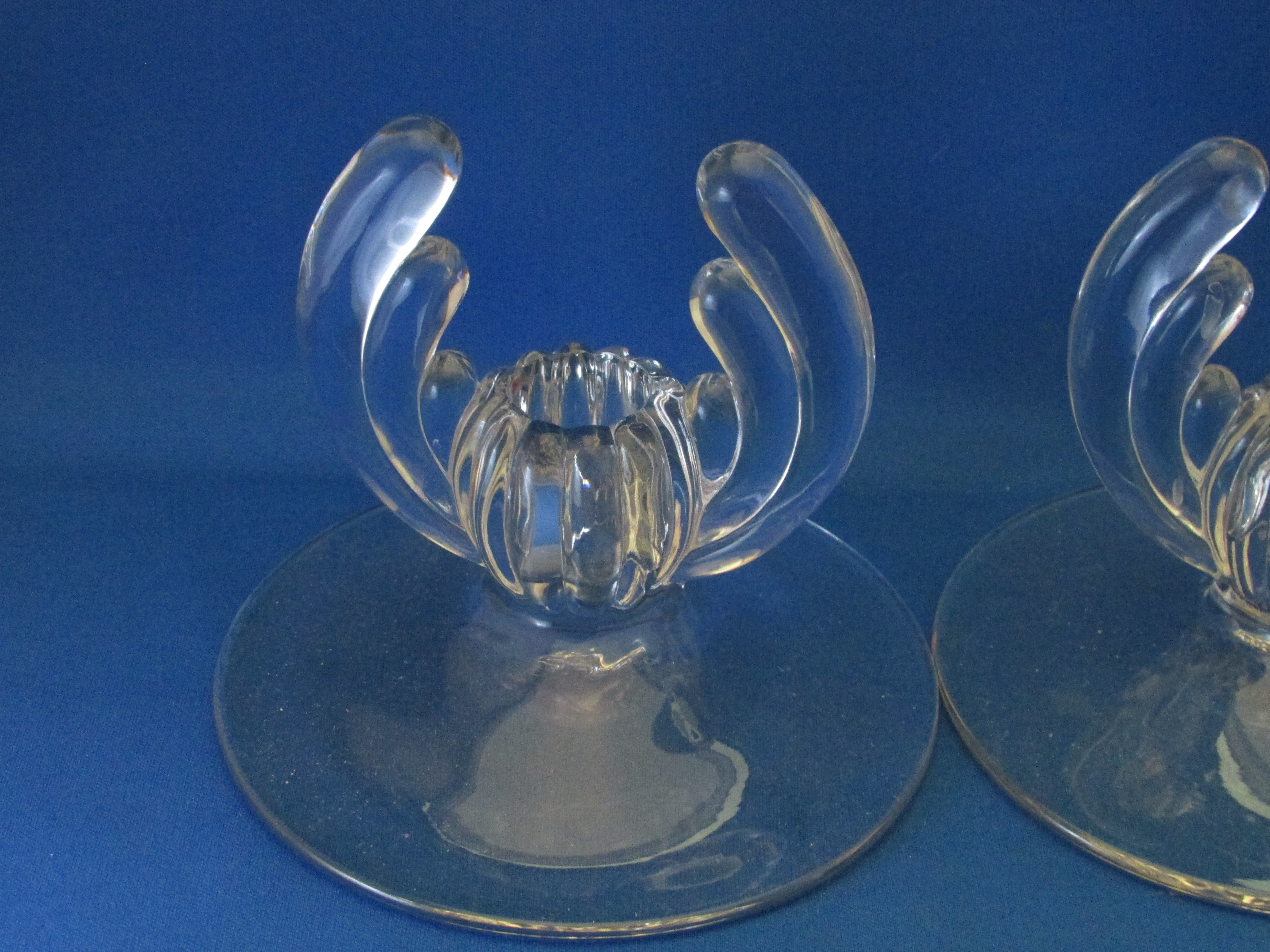 Clear Glass Winged Candle Holders