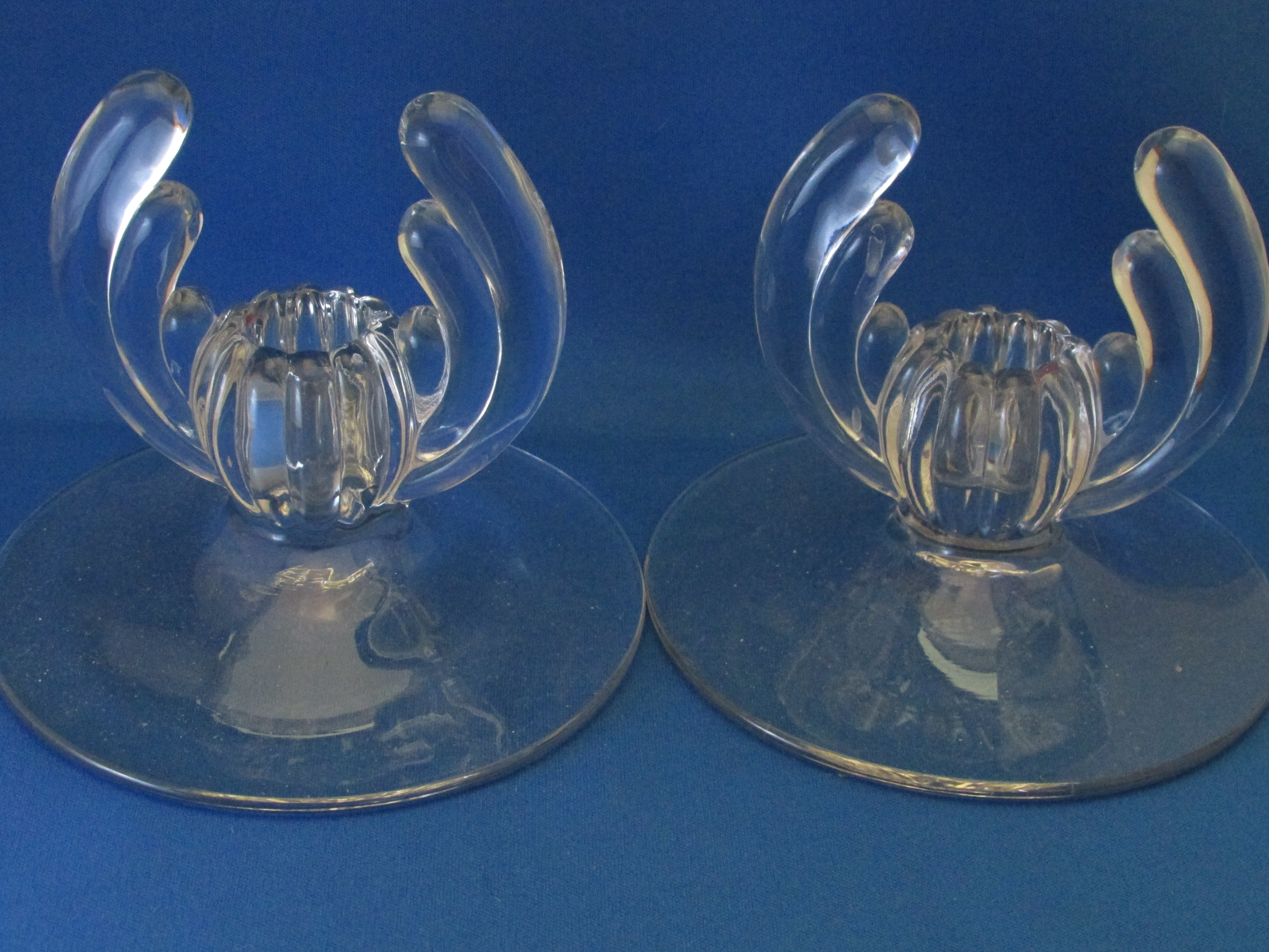Clear Glass Winged Candle Holders