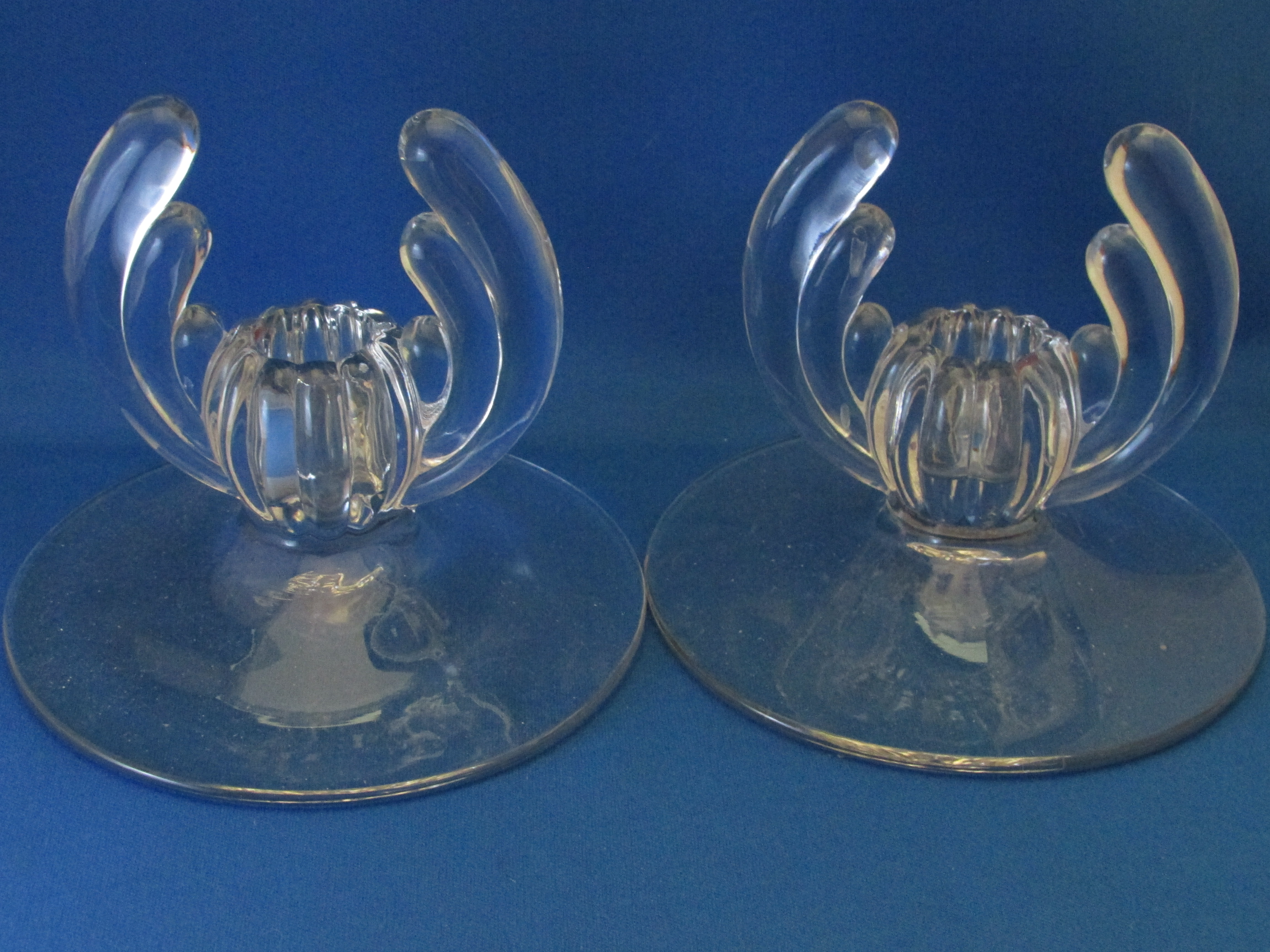 Clear Glass Winged Candle Holders