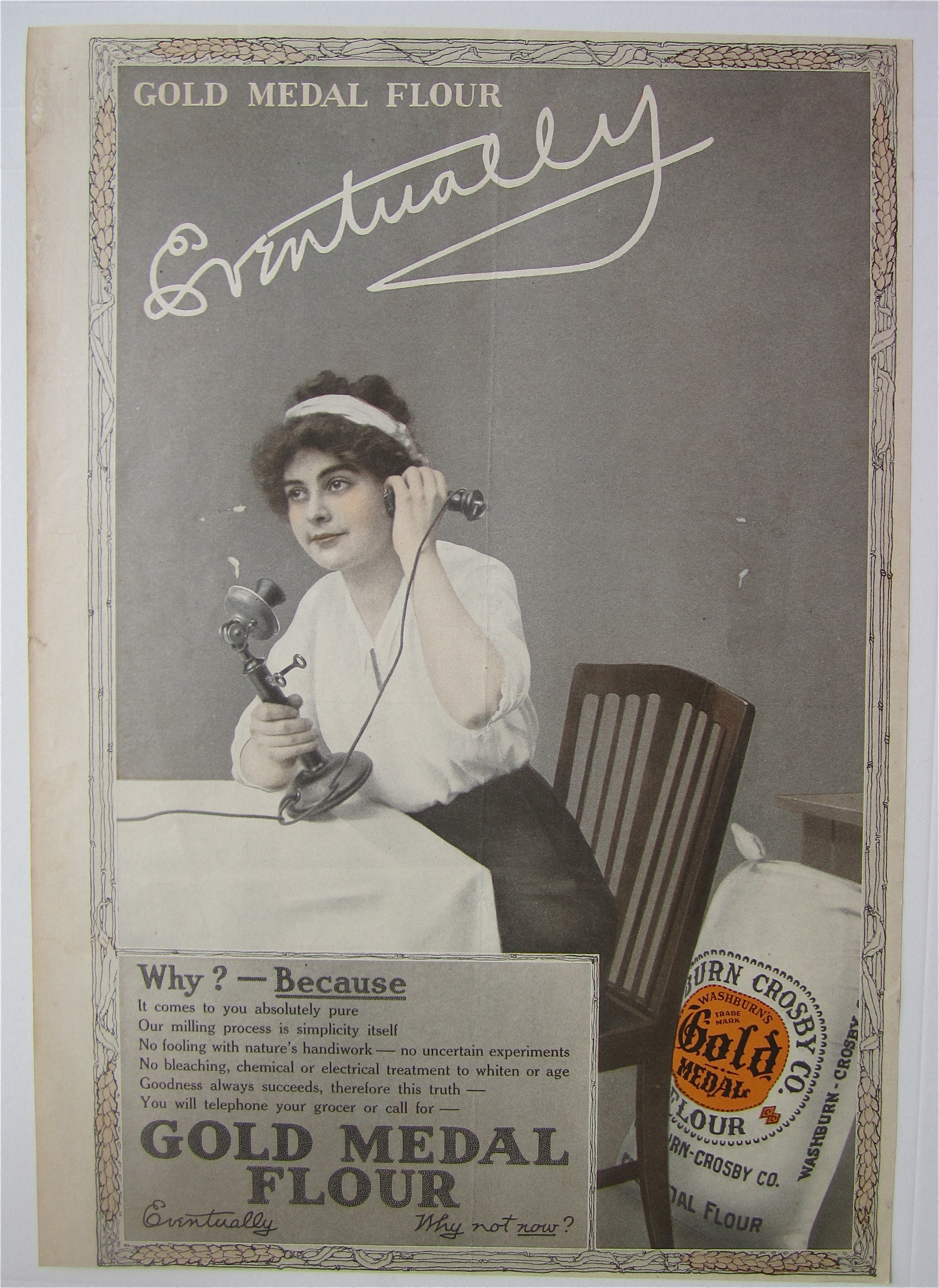 1914 Gold Medal Flour with Woman Talking On Telephone