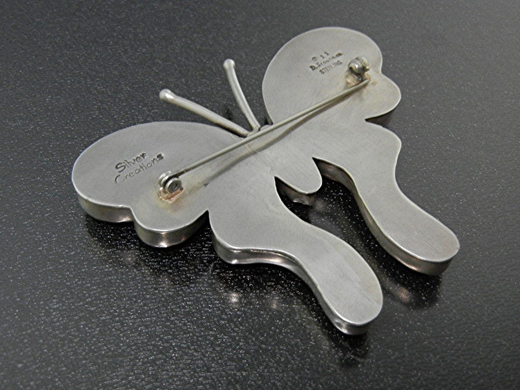 David Troutman Coral Varicite Sterling Silver Buterfly