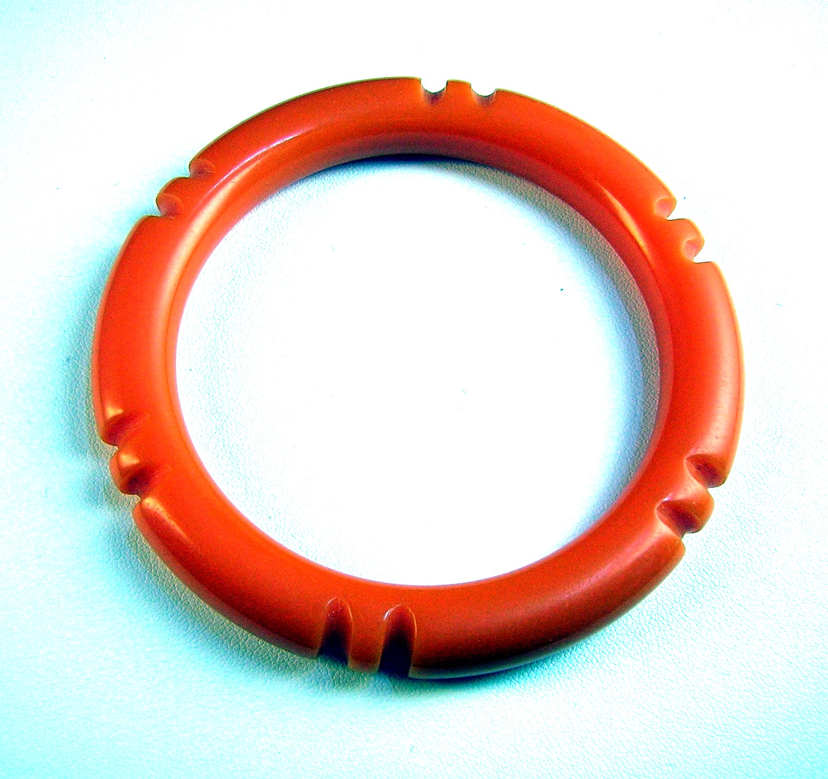 Bakelite Tangerine Carved Bangle bracelet