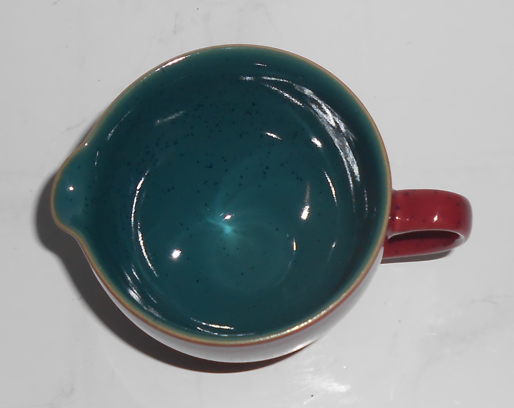 Denby Pottery Stoneware Harlequin Red/Green Creamer