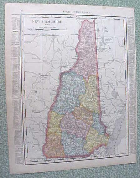 Map Maine New Hampshire 1912 Antique