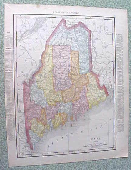 Map Maine New Hampshire 1912 Antique